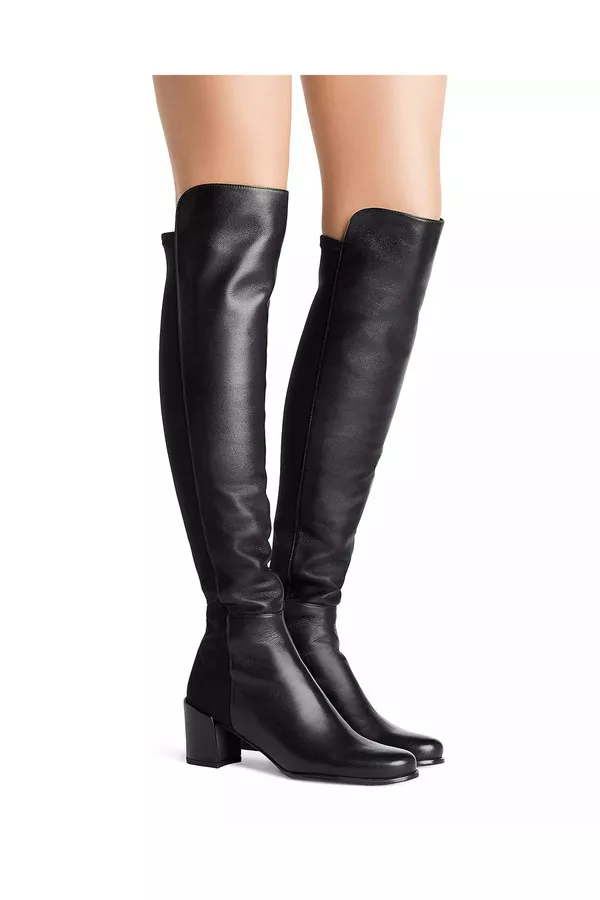Stuart Weitzman CITY BLOCK BOOT ブラックレザー Stuart Weitzman Boots CITY BLOCK Boots Black Leather 6.5 B