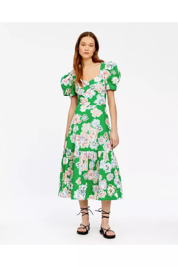 green emerald velvet dress Taylor Dress Green Fleur – Rylee + Cru main image 0