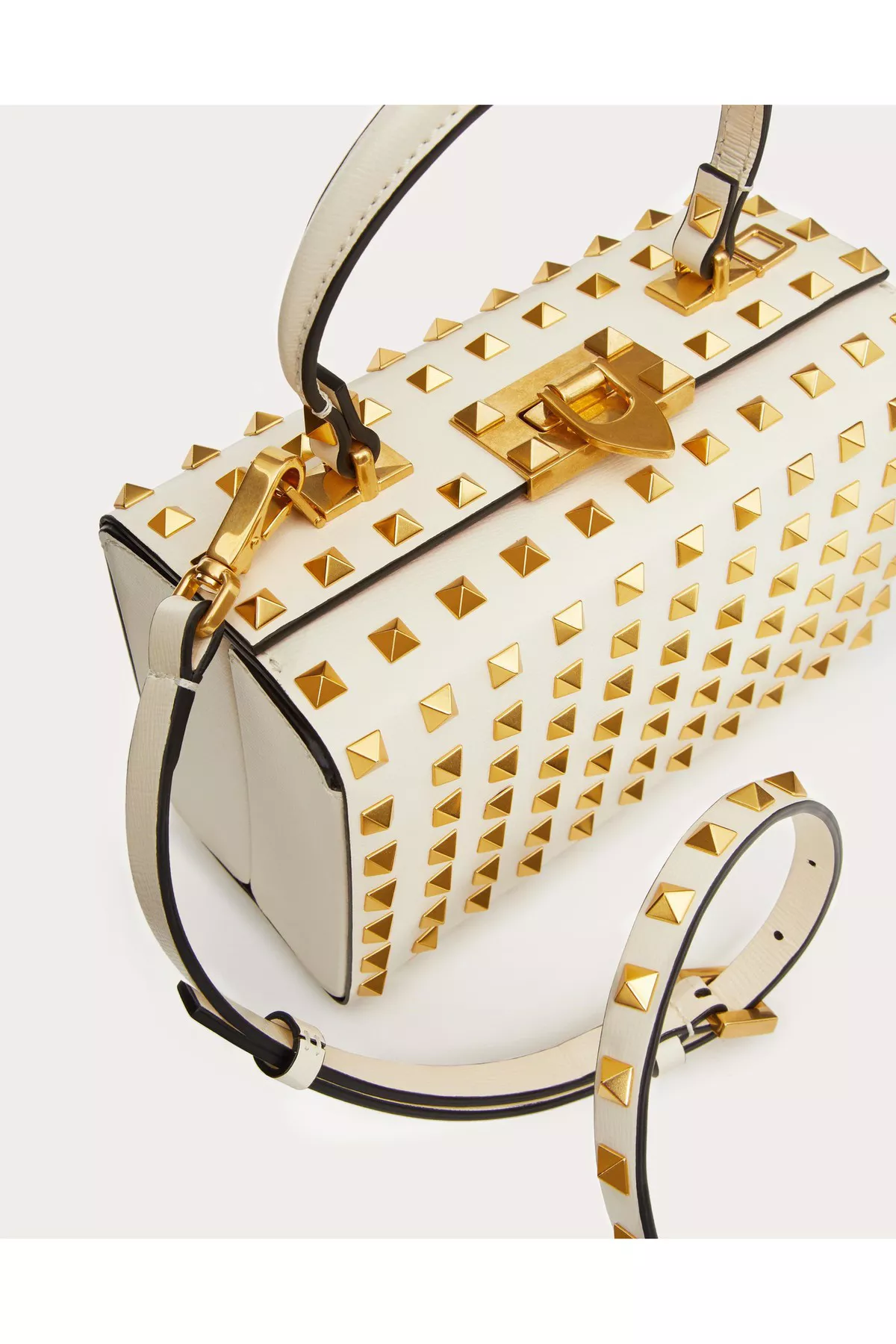 Rockstud Grainy Calfskin Box Bag With All-Over Studs by