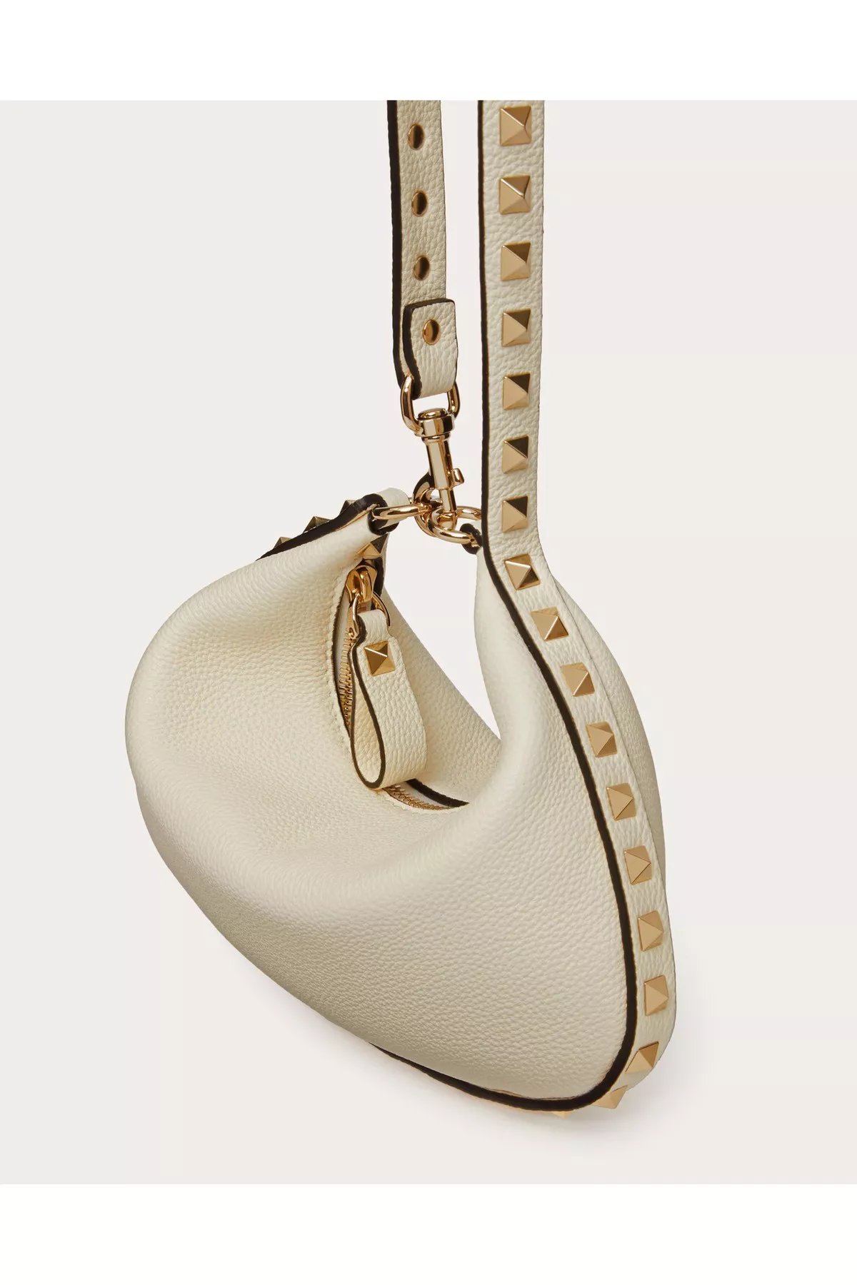 Mini Rockstud Hobo Bag In Grainy Calfskin by Valentino Garavani