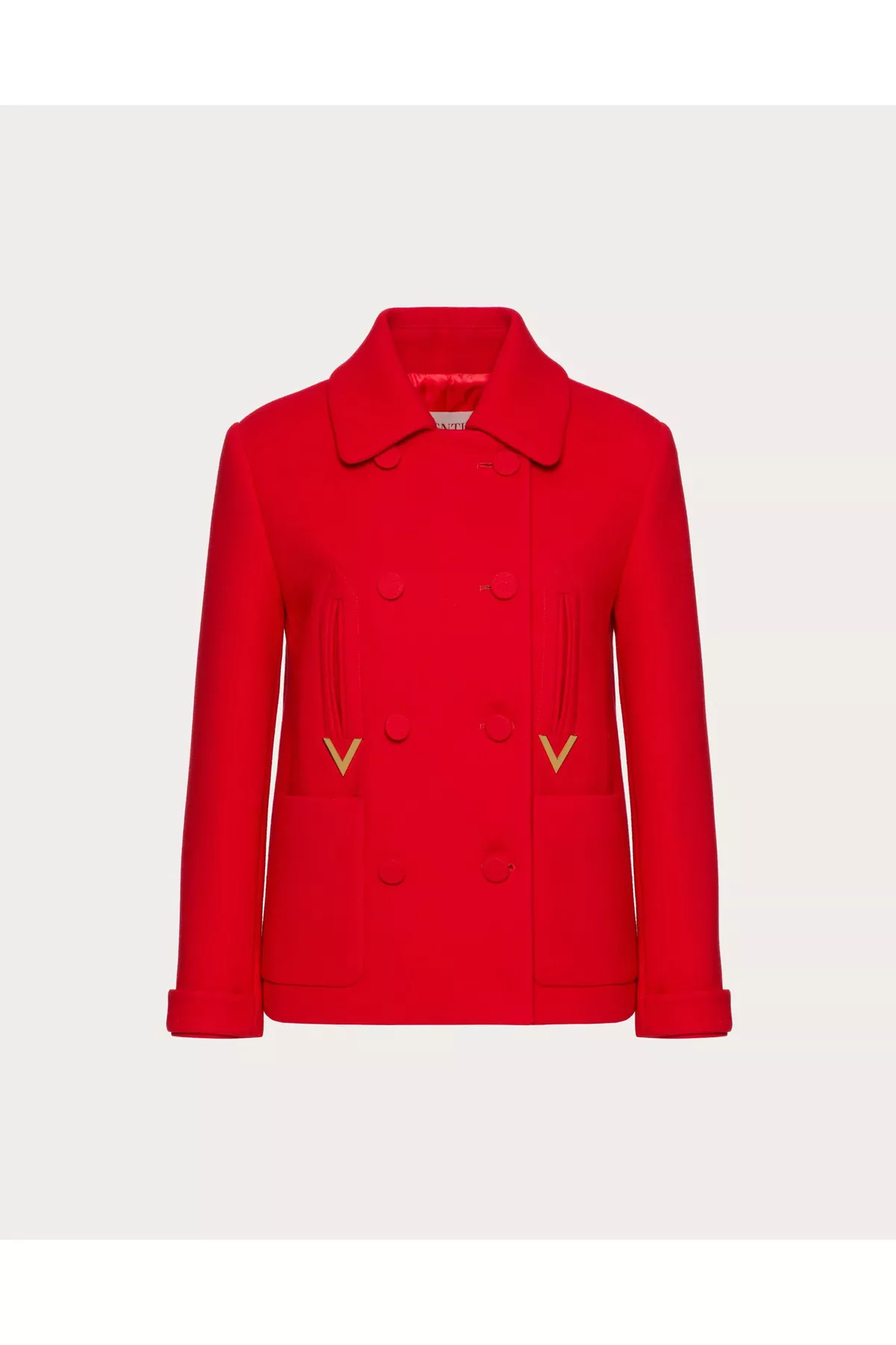 Texture Double Crepe Peacoat by Valentino Garavani at THE MILE