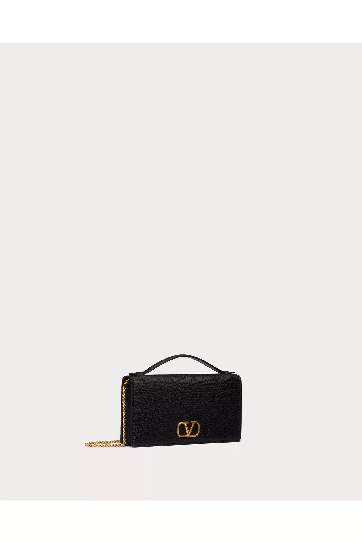 ショルダーバッグ・ポシェット Valentino Garavani Vlogo Signature Wallet With Chain In Grai Valentino Garavani VLogo Signature Metallic Grainy Calfskin