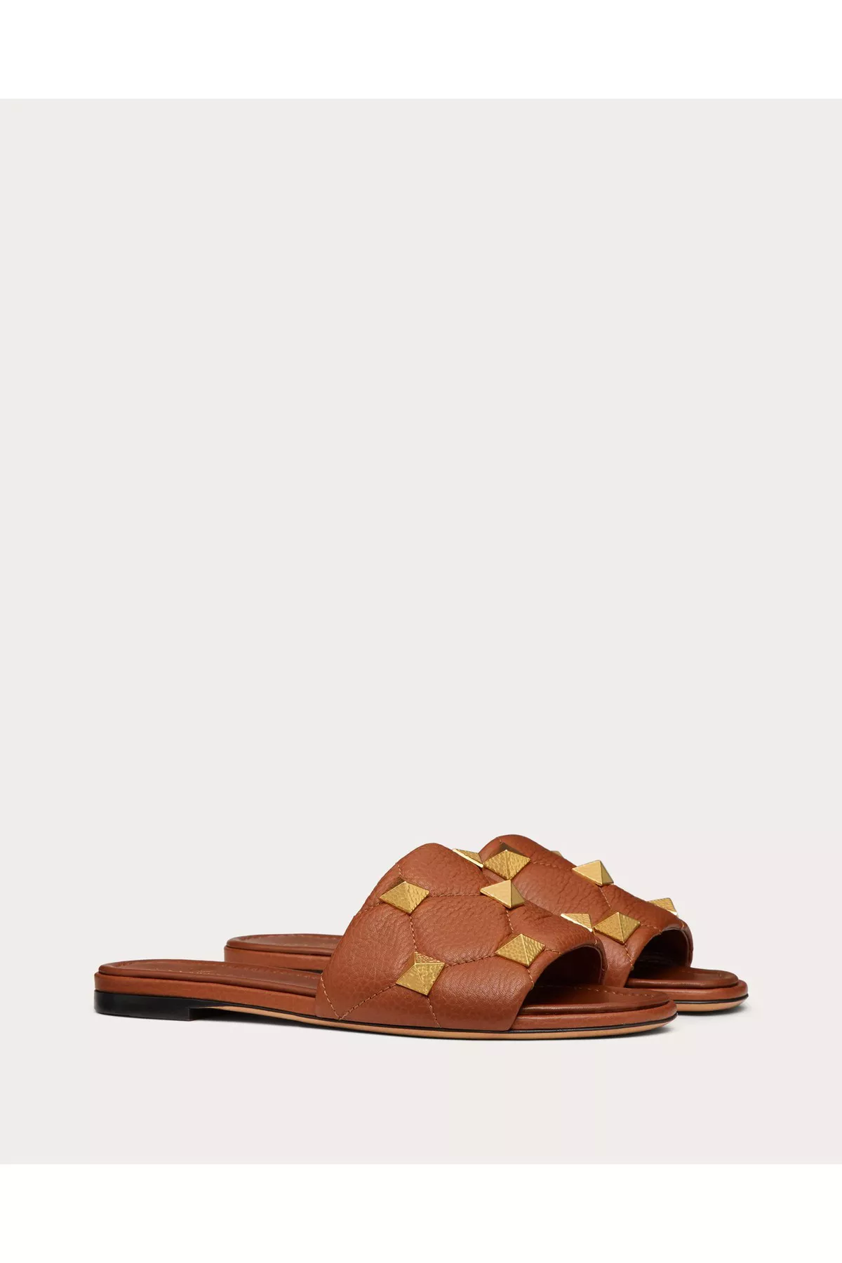ROMAN STUD CHERRY RED CALFSKIN FLAT SLIDE SANDAL 25 MM main image 1