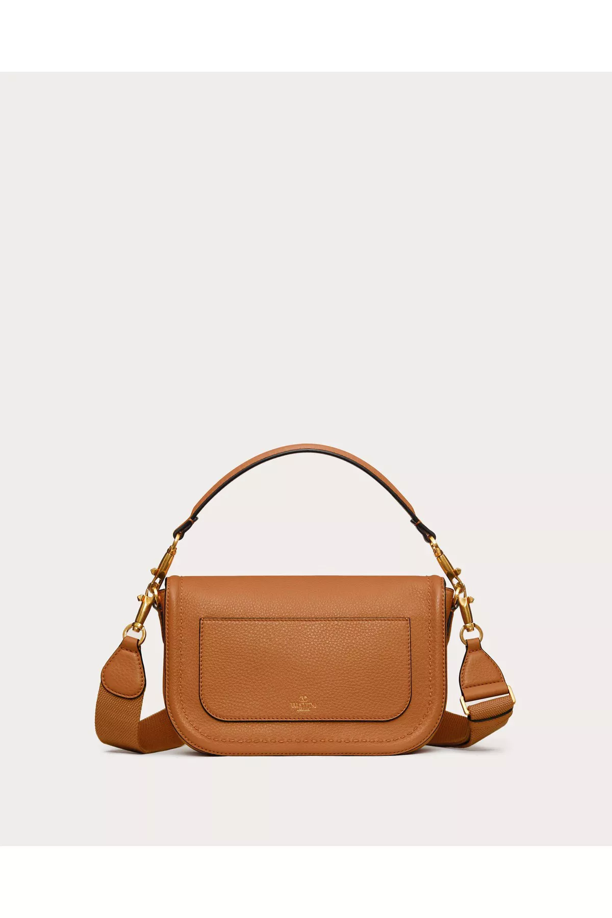 VALENTINO CAMEL LEATHER ALLTIME SHOULDER BAG
