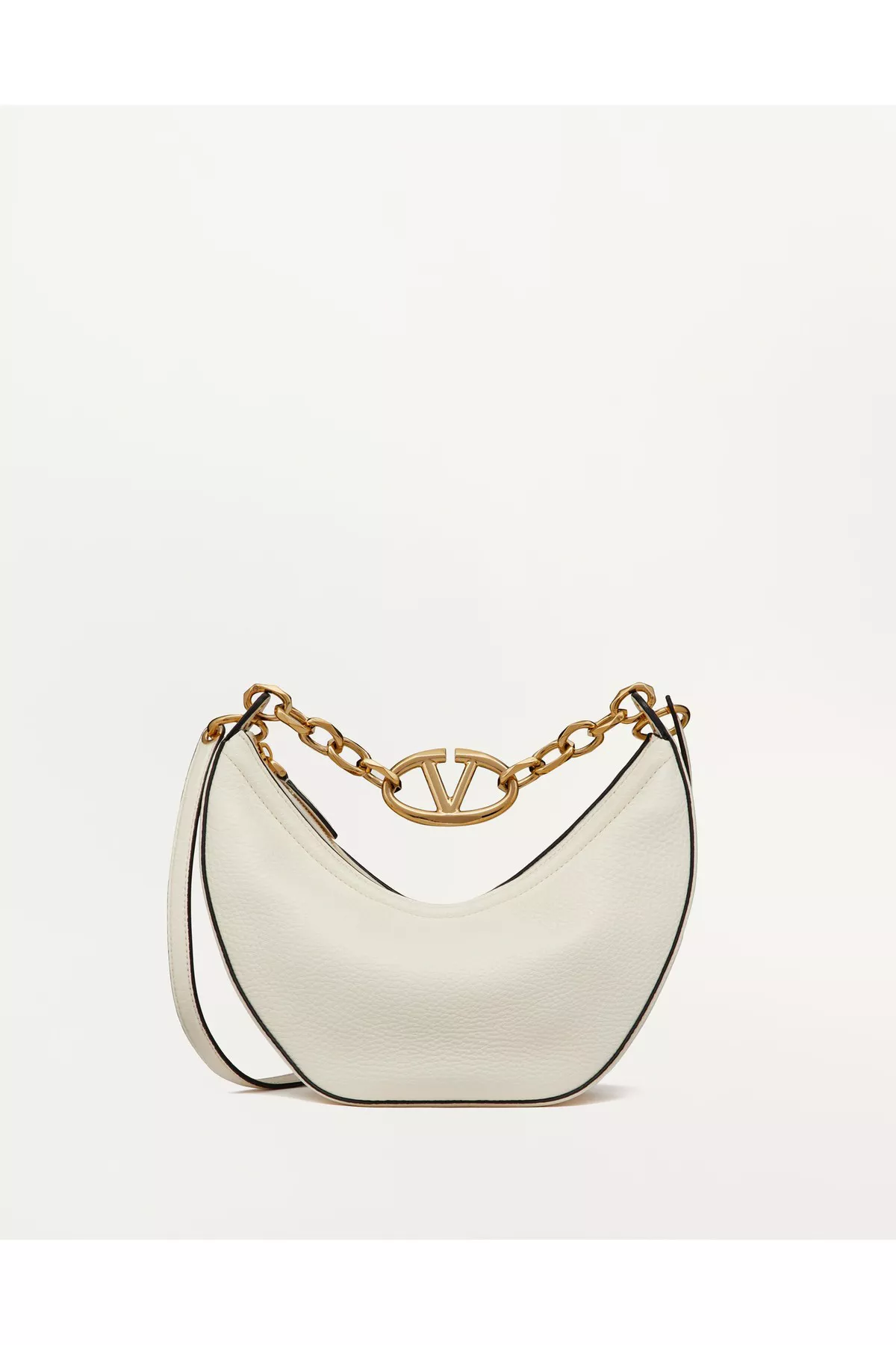 Small Vlogo Moon Hobo Bag In Grainy Calfskin With Chain by