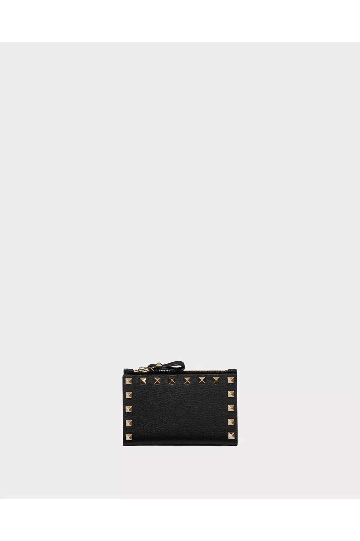 Rockstud Grainy Calfskin Cardholder With Zipper by Valentino