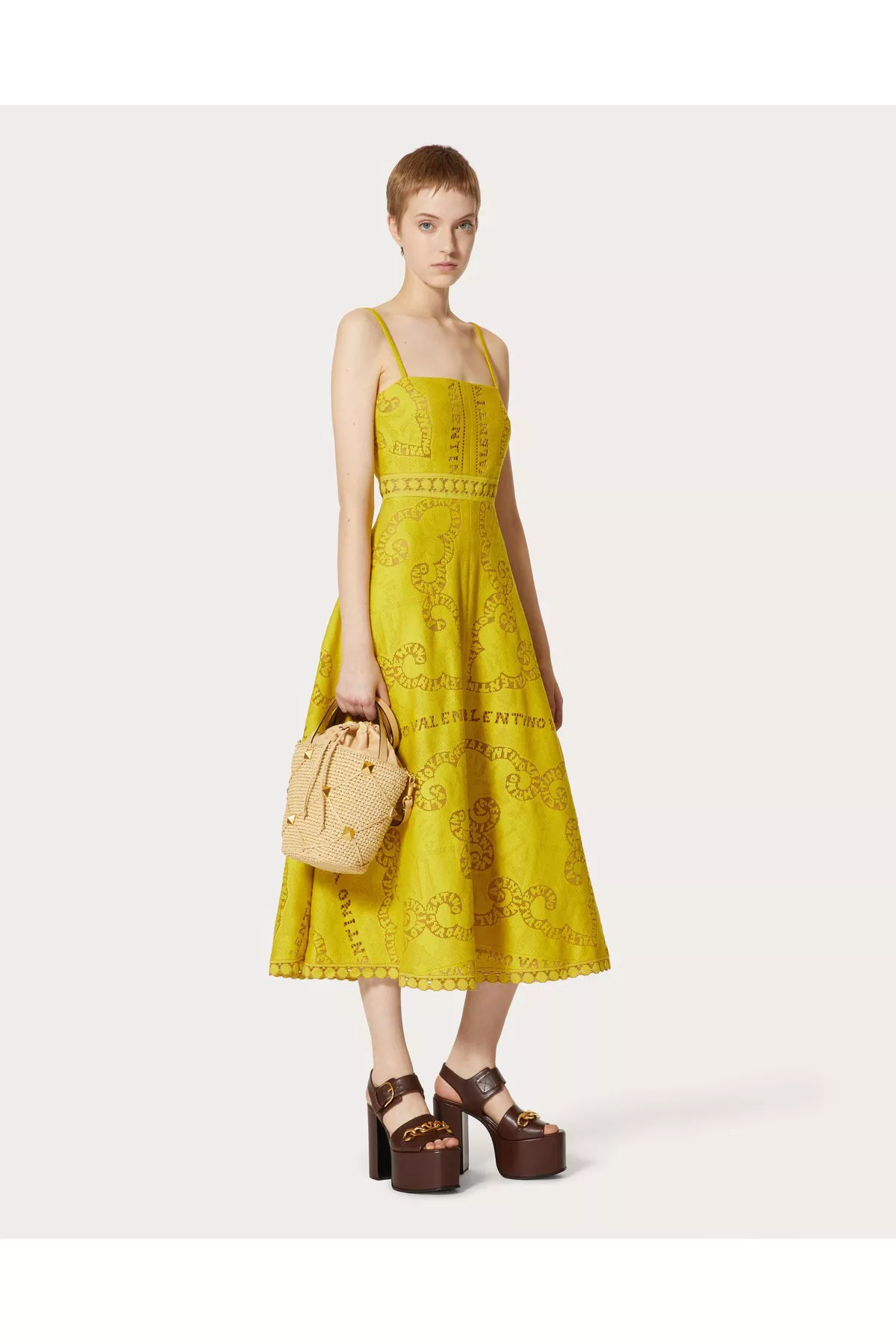 Cotton Guipure Lace Midi Dress by Valentino Garavani at THE MILE