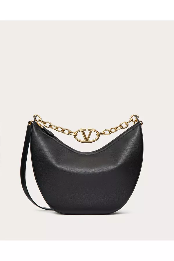 1点限り★VALENTINO★VLOGO MOON♪HOBOバッグ ☆早物勝ち! Vlogo Moon Medium Grainy Calfskin Hobo Bag With Chain by