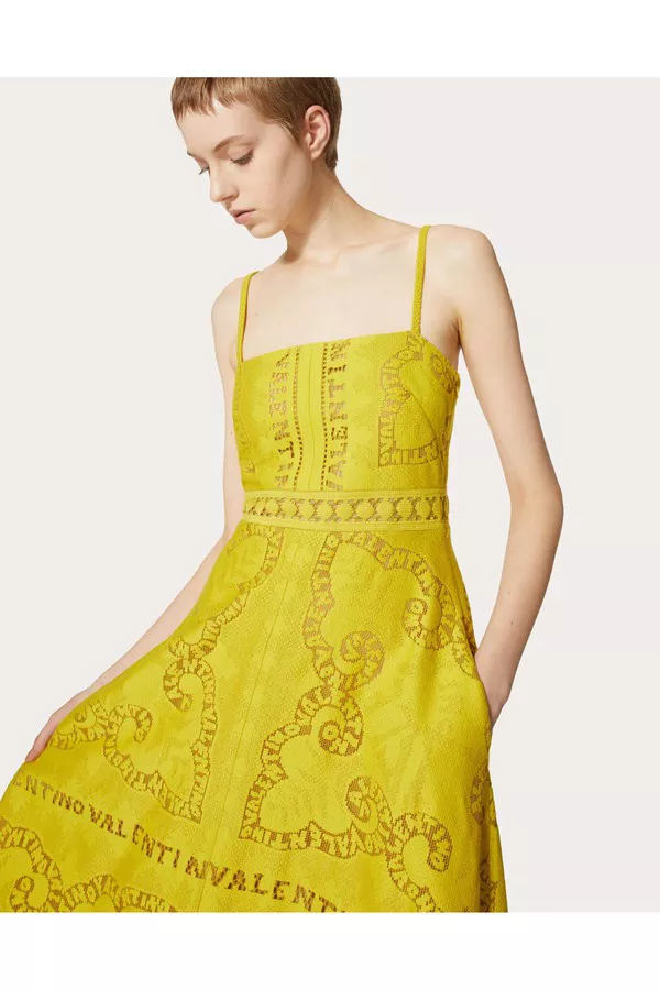 Cotton Guipure Lace Midi Dress by Valentino Garavani at THE MILE