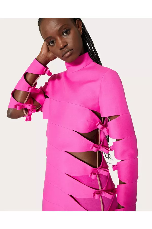 valentino pink cut out dress Crepe Couture Short Dress With Bow Detail by Valentino Garavani at