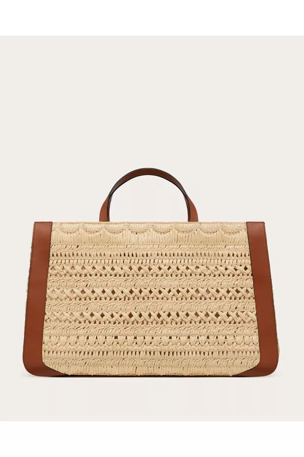 トートバッグ VALENTINO GARAVANI VLogo Signature tote bag synthetic raffia VALENTINO GARAVANI VLogo Signature Medium Raffia-Effect Tote