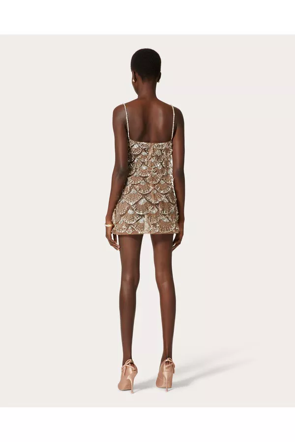 Tulle Illusione Embroidered Short Dress by Valentino Garavani at...