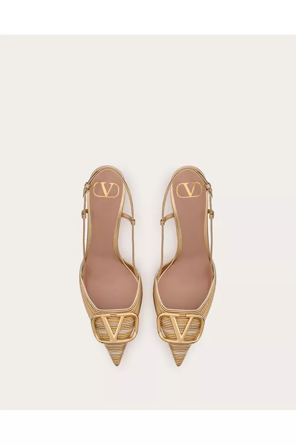 【VALENTINO】VLogo フェイクシアリング スライド 関送料込み Vlogo Signature Metallic Slingback Pumps With Cornely