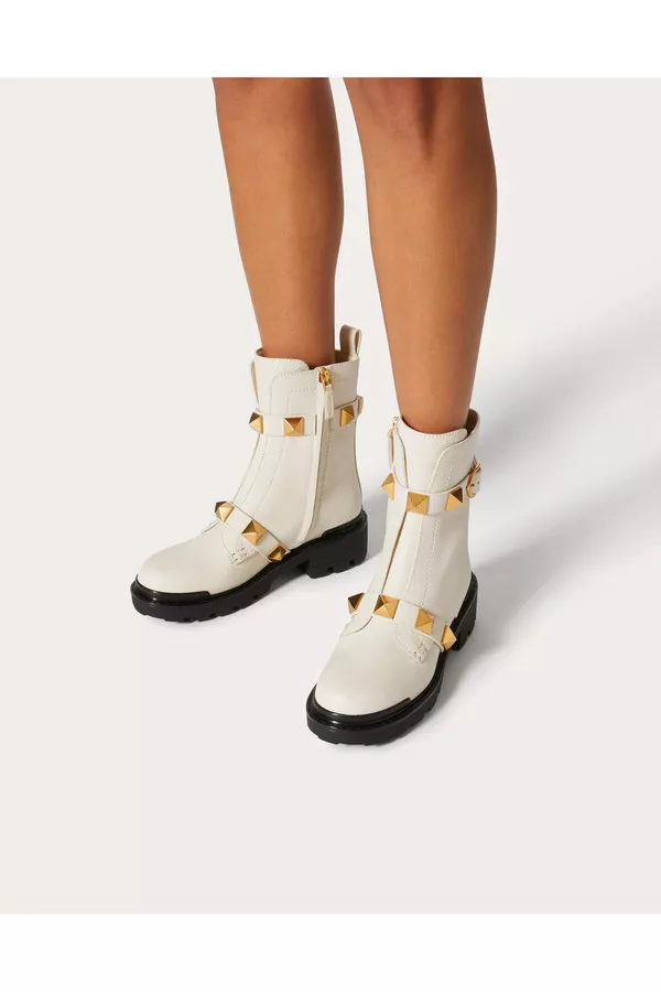 Valentino roman stud calfskin combat boot Clearance