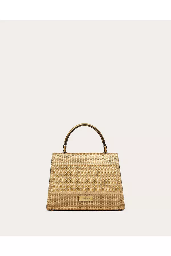 Small Vsling Handbag In Woven Metallic Calfskin by Valentino