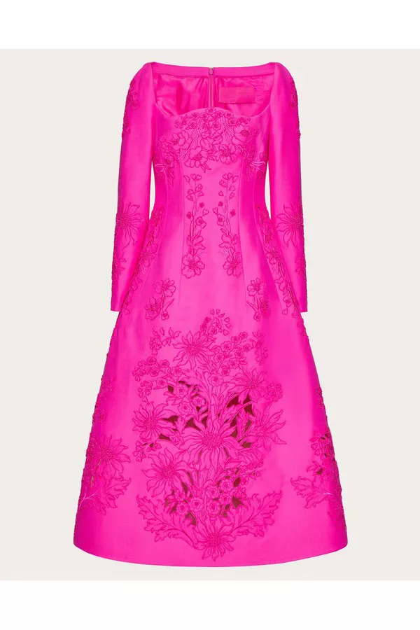 Crepe Couture Embroidered Midi Dress by Valentino Garavani at THE MILE
