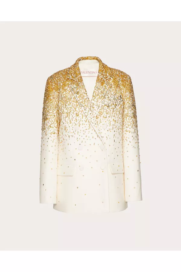 ジャケット VALENTINO GARAVANI Cream Crepe Couture Blazer Embroidered Crepe Couture Blazer by Valentino Garavani at