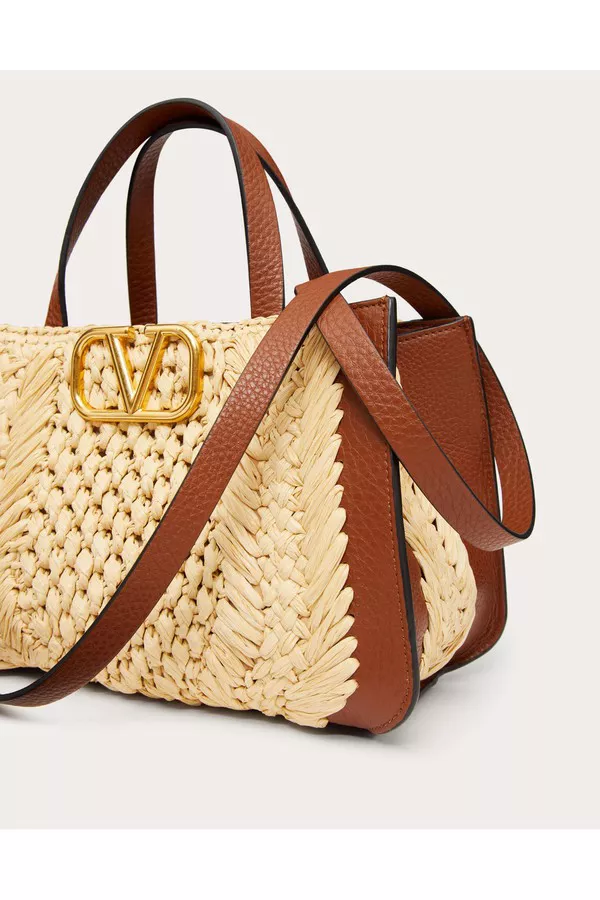 Vlogo Signature Raffia Small Handbag by Valentino Garavani