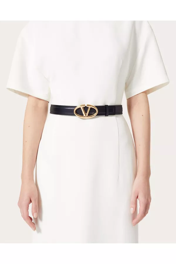 The Bold Edition Vlogo Shiny Calfskin Belt 30 Mm by Valentino