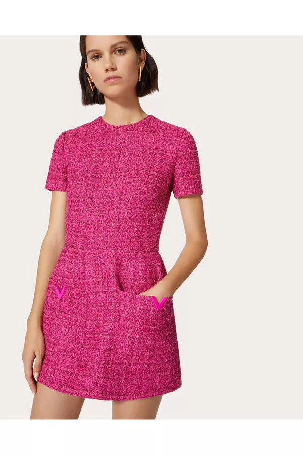 valentino pink tweed dress Valentino Pink Tweed Tank Dress Valentino