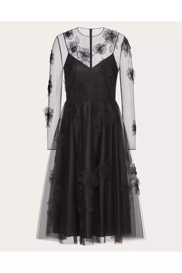 Tulle Illusione Embroidered Dress by Valentino Garavani at THE MILE Tulle Illusione Embroidered Dress by Valentino Garavani at THE MILE