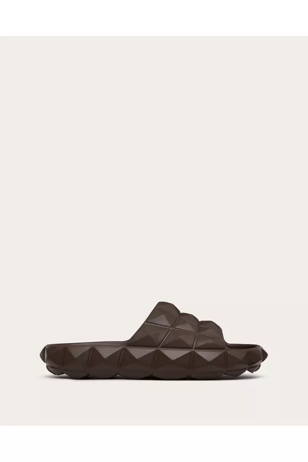 Roman Stud Turtle Slide Sandal In Rubber by Valentino