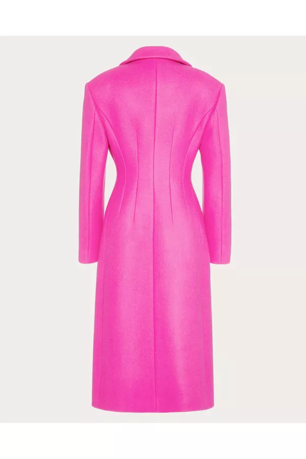 valentino garavani ウールチェスターコート Diagonal Double Wool Long Coat With Bow Detail by Valentino