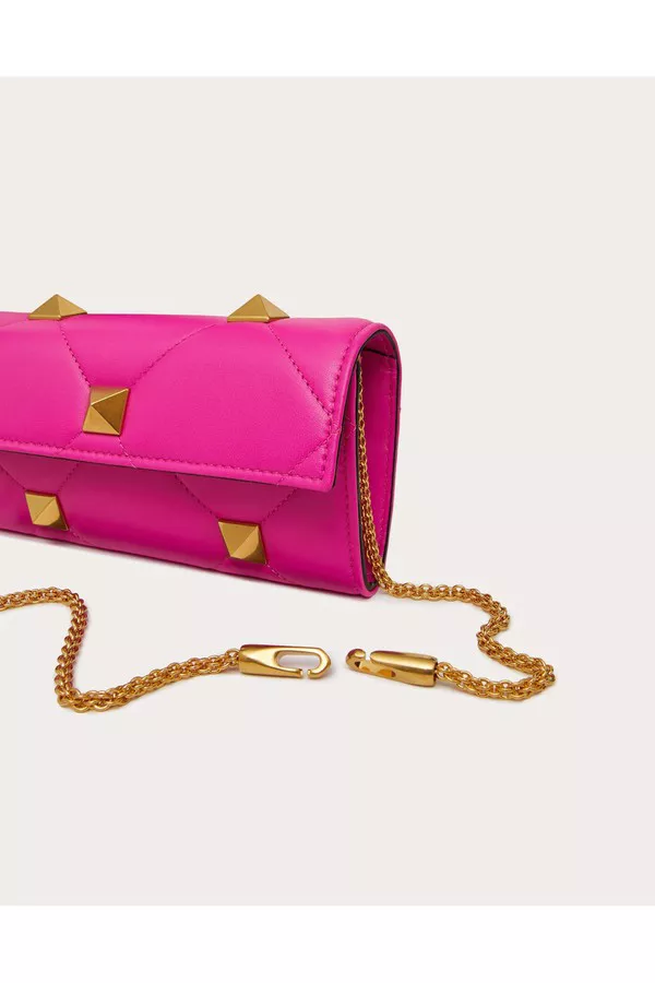 Roman Stud Wallet In Nappa Leather With Chain by Valentino