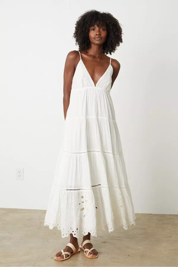 Michelle Embroidered Cotton Maxi Dress by Velvet by Graham &... Michelle Embroidered Cotton Maxi Dress by Velvet by Graham &...