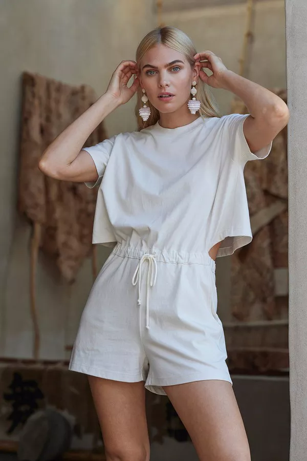 white christmas dresses Charming Style White Cut-Out Romper – Zil boutique main image 1