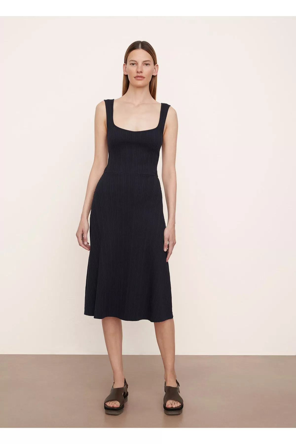 vince rib cami dress Vince Women's Rib HIGH Neck Tank Dress, Black, XX-Small at Amazon Women's Clothing store