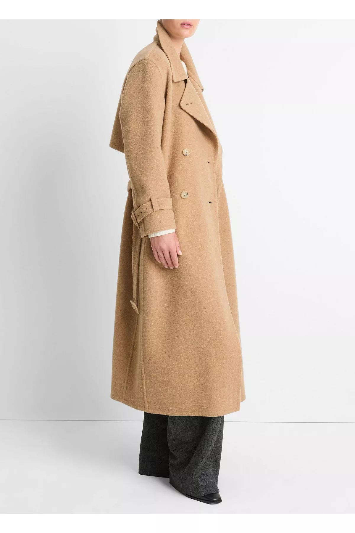 Lofty Italian Wool-Blend Belted Long Coat by Vince at THE MILE