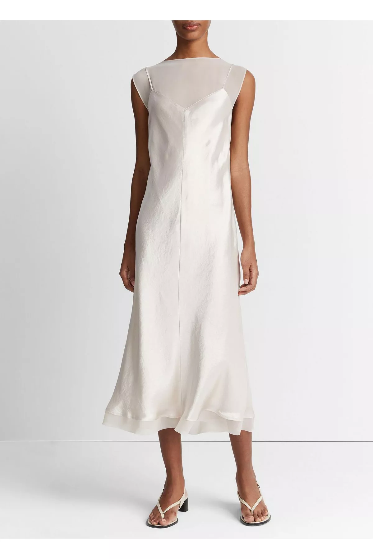 vince chiffon-layered satin slip dress reviews Vince Chiffon Layered Slip Dress