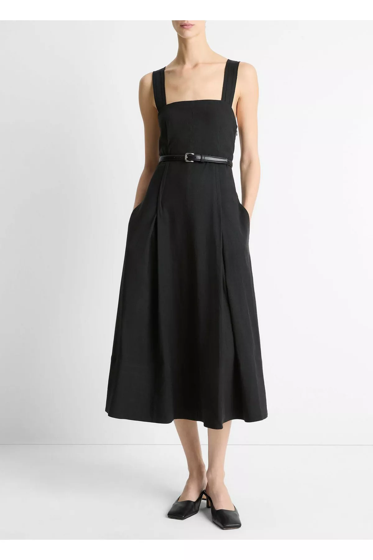【VINCE】paneled woven ミディ ドレス Vince Paneled Woven Midi Dress In Off-white | ModeSens
