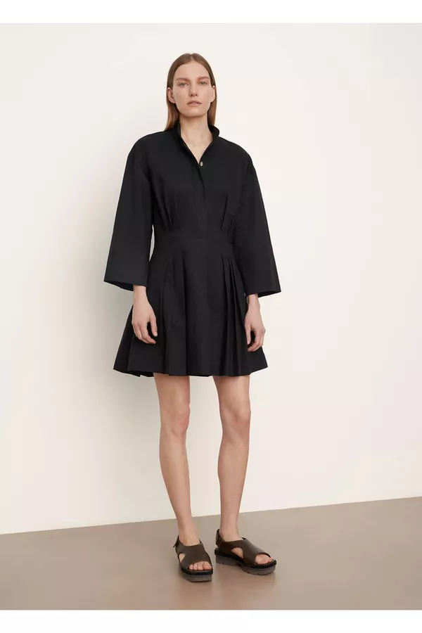 Fitted Band Collar Mini Dress by Vince at THE MILE