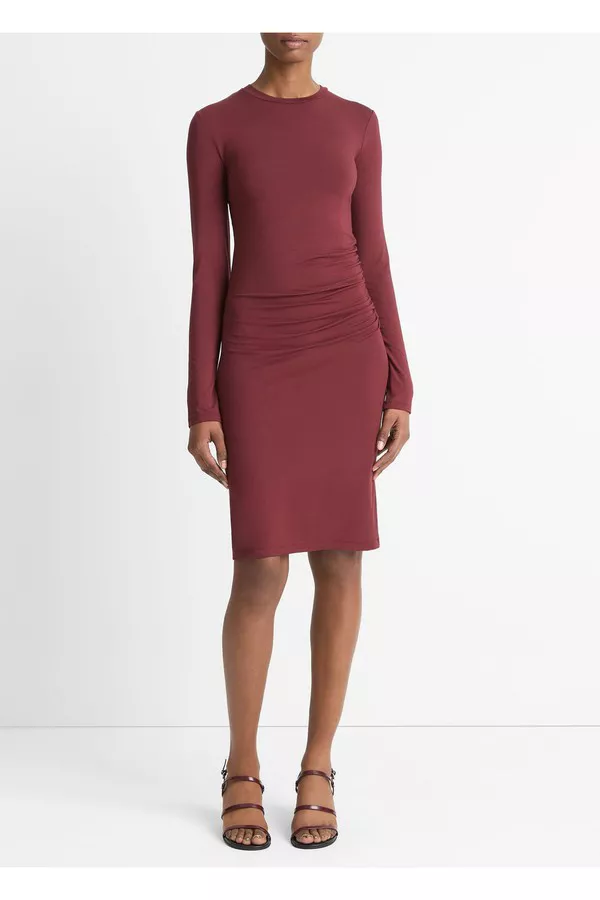 Draped Long-Sleeve Short Dress by Vince at THE MILE