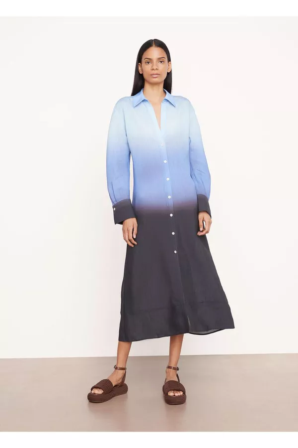 knee length dresses for ladies Vince Women's Long Sleeve Wrap Shirtdress – Saint Bernard
