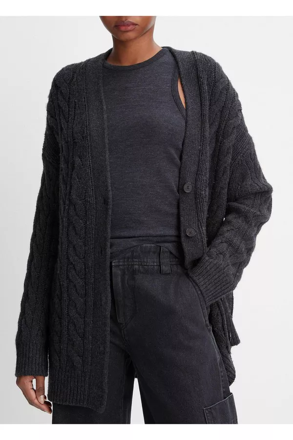 Vince. カーディガン Wool And Cashmere Oversized Twisted Cable Cardigan by Vince