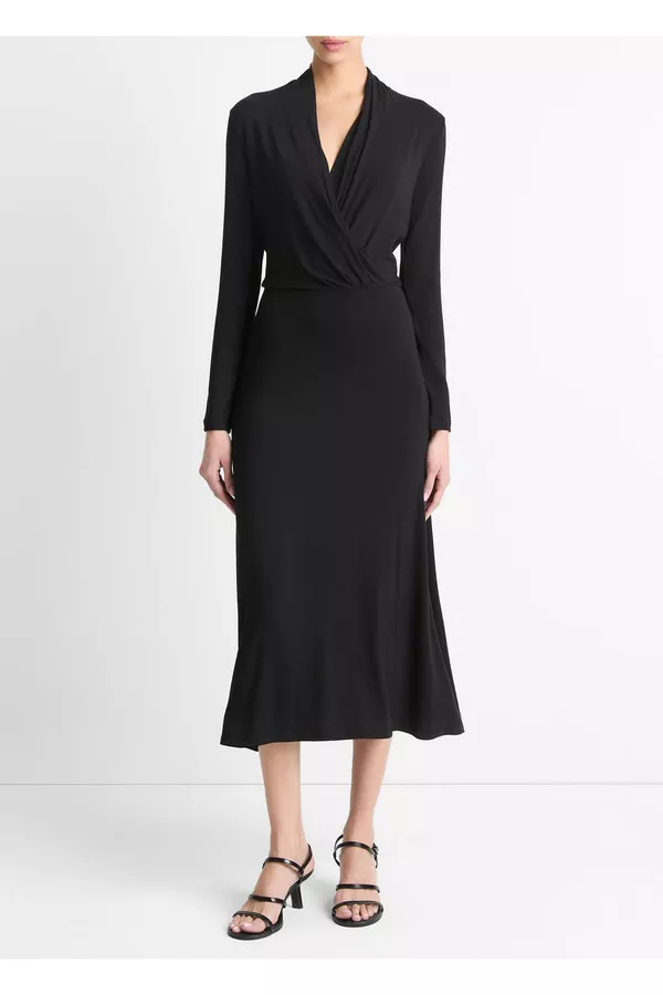 sachin and babi light blue dress Long-Sleeve Crossover Dress by Vince at THE MILE