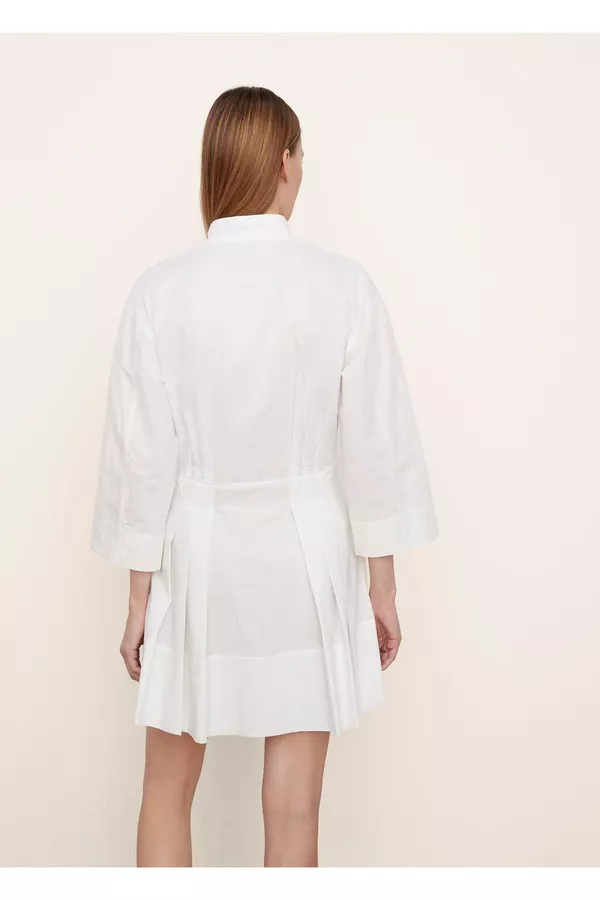 vince fitted band collar mini dress Vince Womens Fitted Band Collar Mini Dress, Optic White, XX-Small US at Amazon Women's Clothing store
