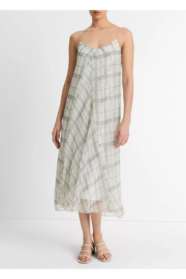 Fenced Plaid Layered Dress by Vince at THE MILE