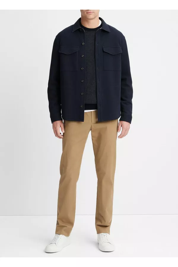 Double-Knit Cotton-Blend Piqué Shirt Jacket by Vince at THE MILE