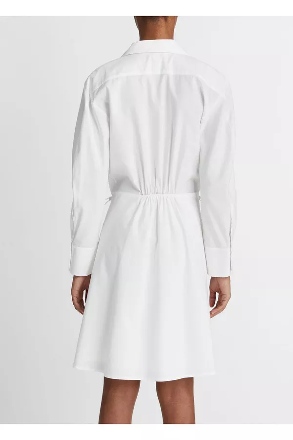 Cotton Drawcord Ruched Shirt Dress by Vince at THE MILE