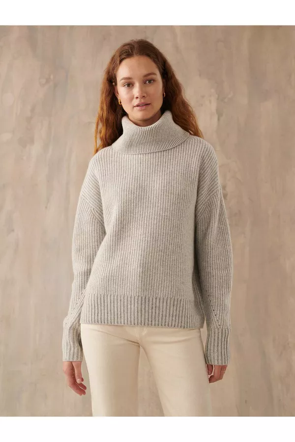Cashmere Luxe Ribbed Turtleneck by White + Warren at ORCHARD MILE