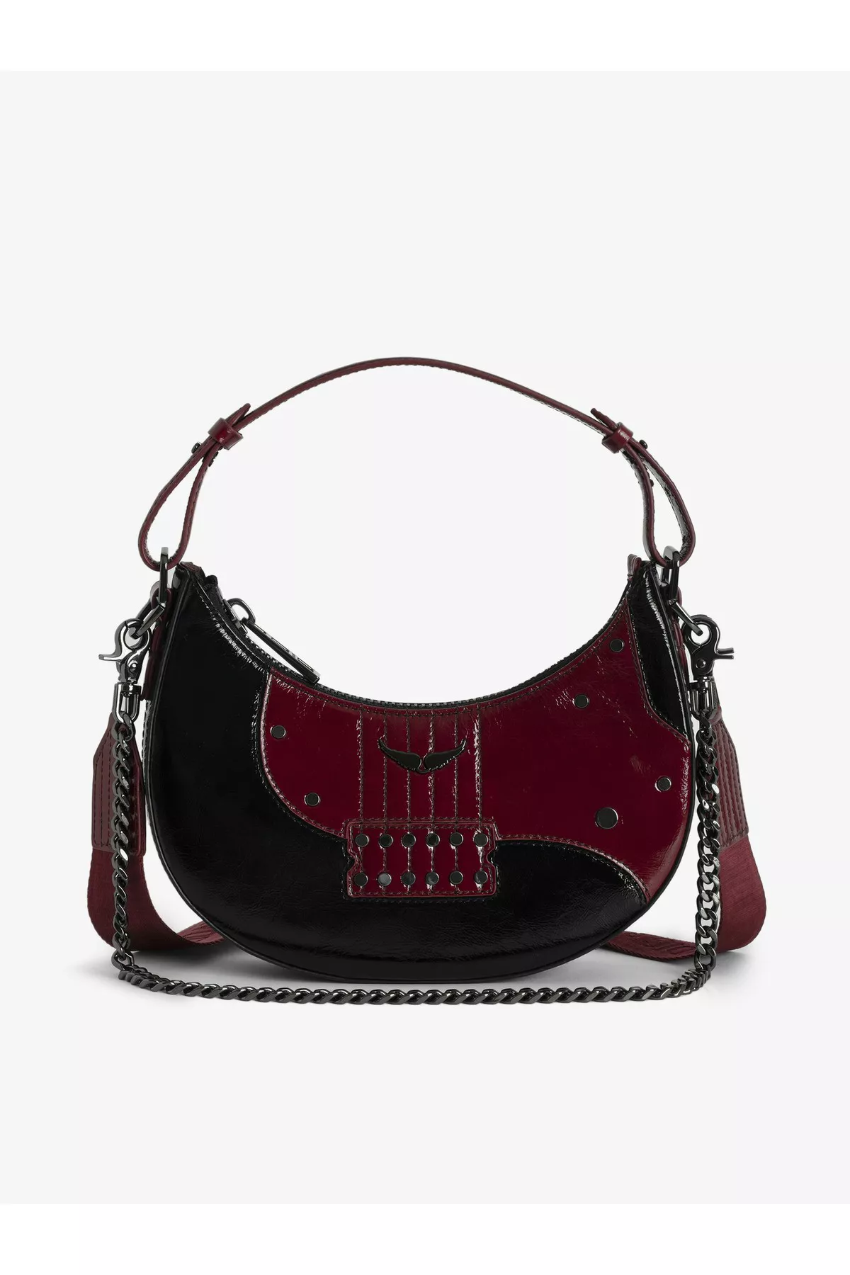 美品 ZADIG&VOLTAIRE 2542 2way ボストンバッグ 本革 Sunny Hobo Bag Black Vintage Patent Leather | Zadig&Voltaire