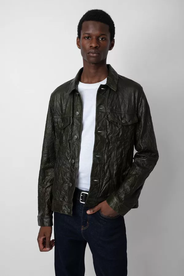 Base Crinkled Leather Jacket by Zadig & Voltaire at THE MILE