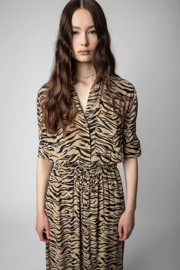 zara tiger shirt dress Zara Tiger Print Shirt Dress Size S