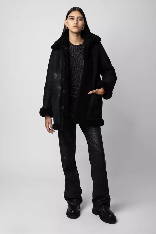 Magdas Shearling Coat Leather by Zadig & Voltaire at THE MILE