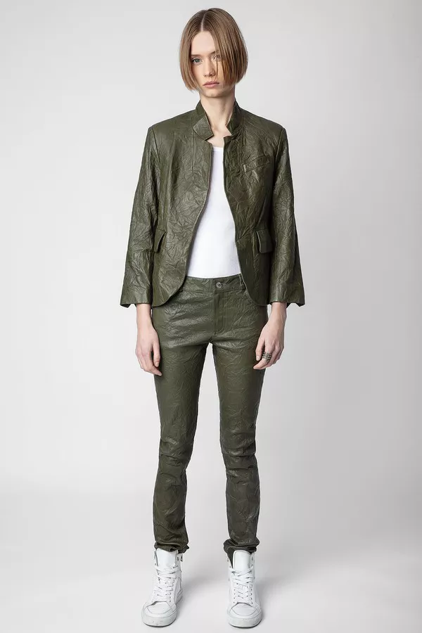 Phlame Crinkled Leather Pants by Zadig & Voltaire at THE MILE